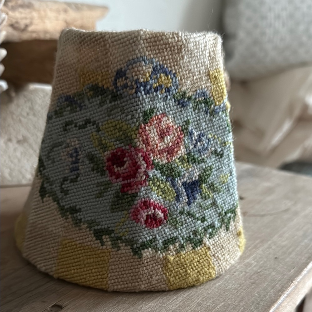 Vintage Floral Needlepoint Tapestry Lampshade